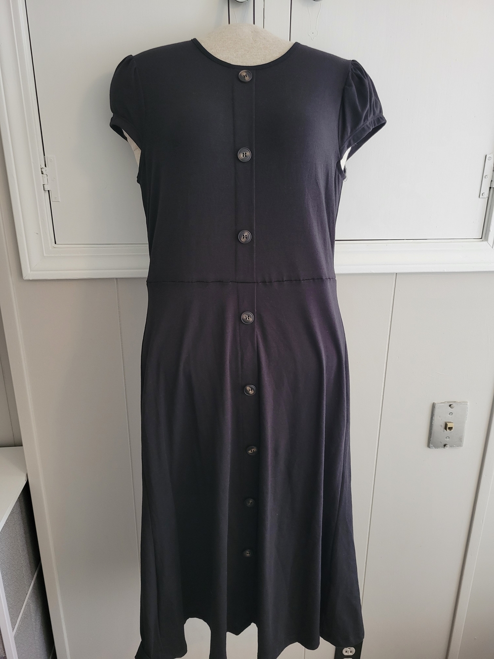 SHEIN Black Button-Down Midi Dress
